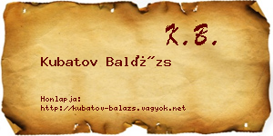 Kubatov Balázs névjegykártya